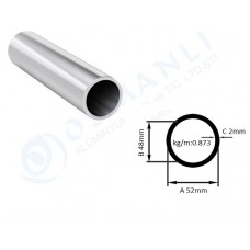 Alüminyum Boru Dış Çap 52mm X Et Kalınlık 2mm